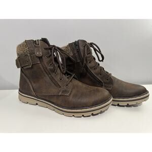 Womens 7 CLIFFS Brown BOOTS Kelsie C27356 Zipper Knit Cuff LIGHTWEIGHT